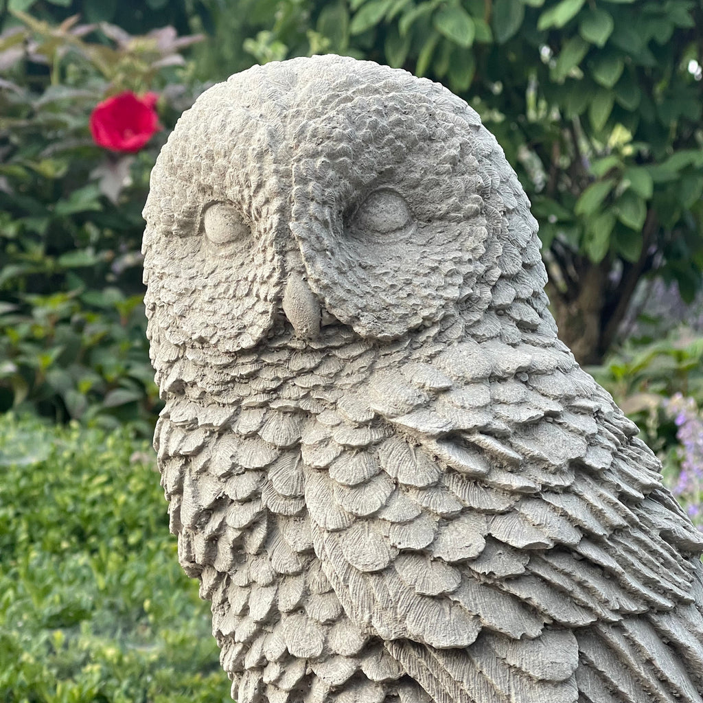 Handmade 16 Inch Concrete Owl Garden Statue Bird Sculpture Yard Decor Lawn Ornament Nature Art Gift