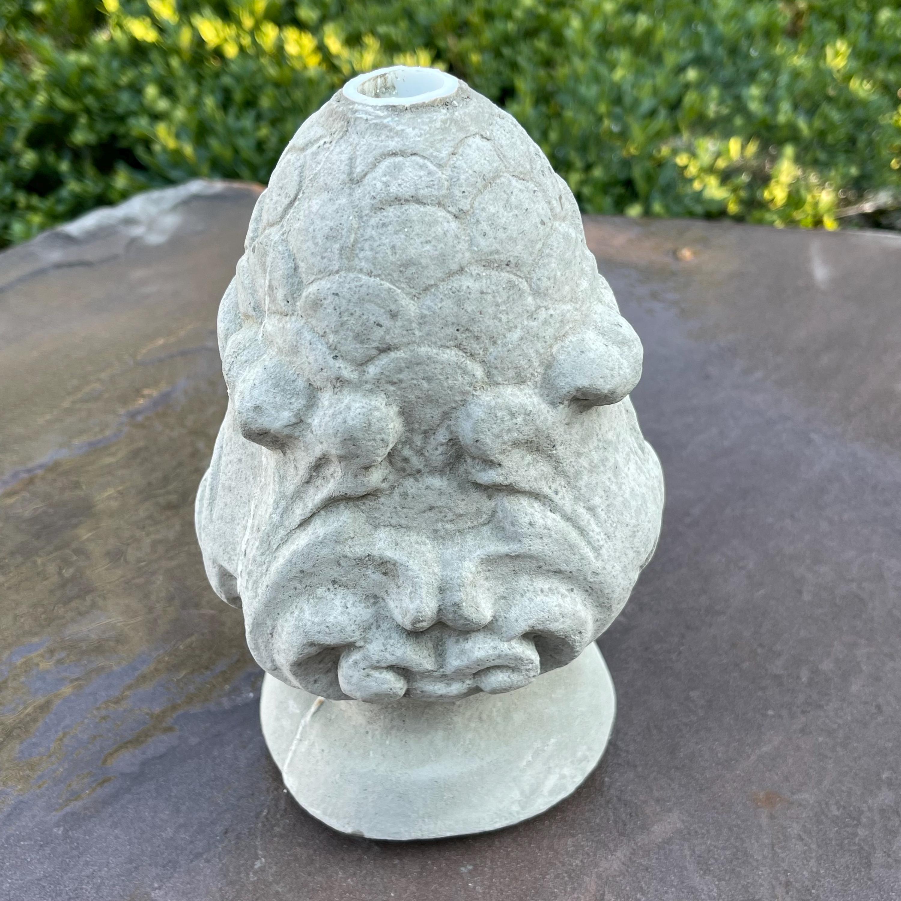 Replacement Fountain Topper 7.5" Cement Water Fountain Top / Concrete Pond Spitter Finial Statue