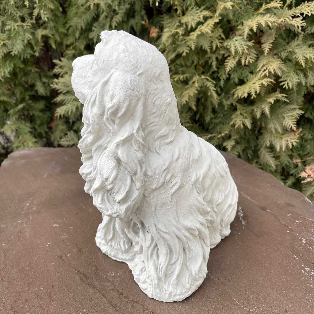 Handcrafted Concrete Cocker Spaniel Garden Statue 11" Pet Memorial Sculpture Dog Yard Art Lawn Ornament Gift