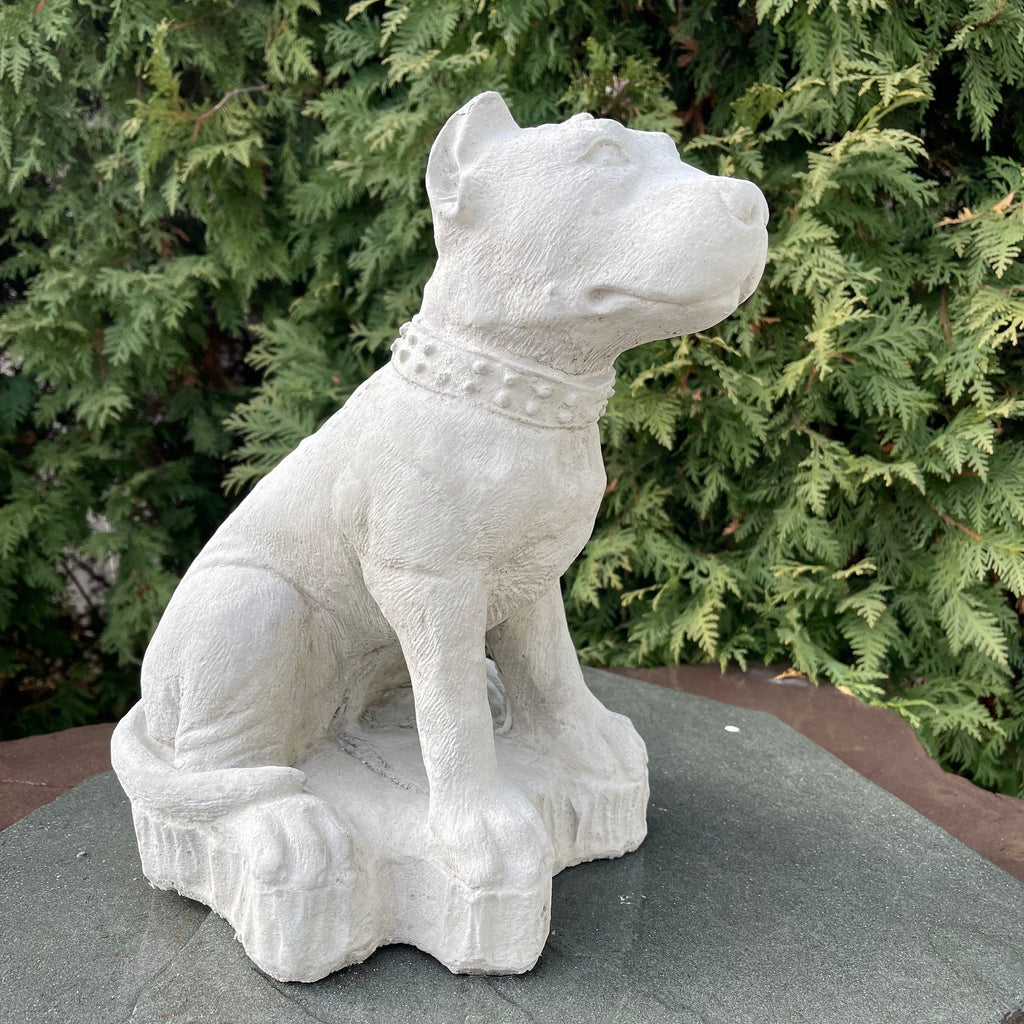 Concrete Pitbull Garden Statue 12.5" Outdoor Dog Sculpture Yard Art Memorial Decor