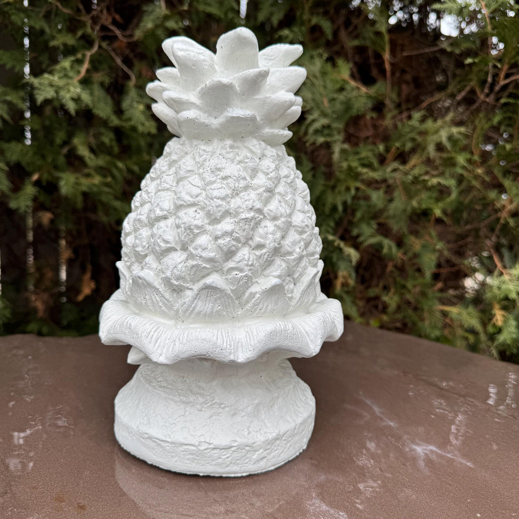 Cement Fountain Topper Replacement 11" Pineapple Water Fountain Tops Outdoor Concrete