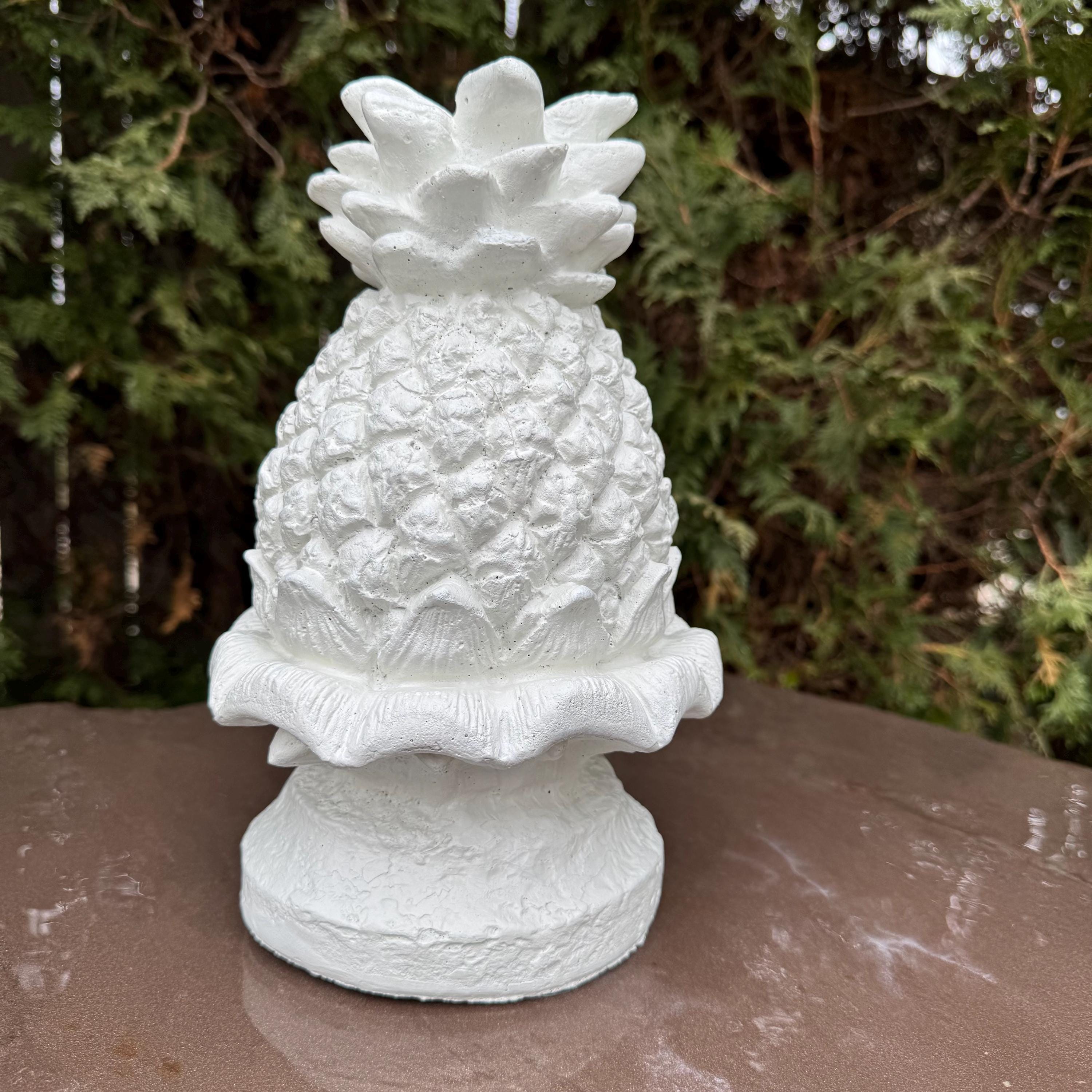 Cement Fountain Topper Replacement 11" Pineapple Water Fountain Tops Outdoor Concrete