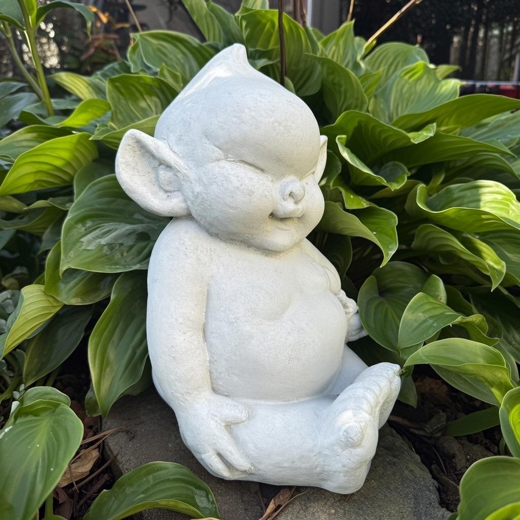 Concrete Alien Statue 14" Mythological Creature Garden Sculpture Outdoor Yard Decor Sci-Fi Art Gift