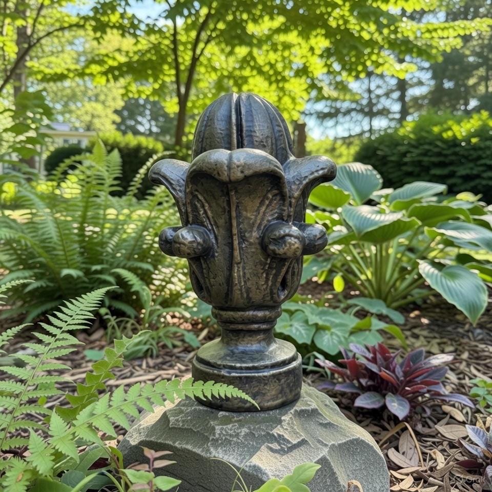 Gold Leaf Concrete Finial – 11 Inch French Garden Sculpture