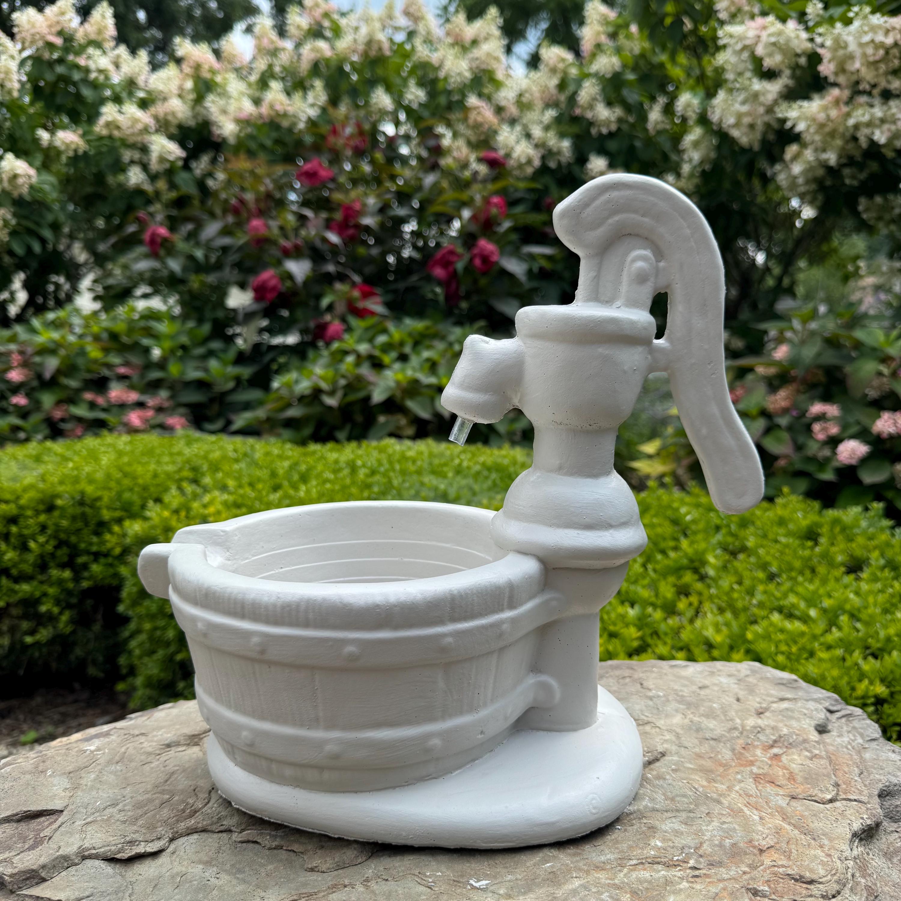 Small Fountain Spitter 12" Concrete Fountain Top Replacement / Vintage Water Pump Crank Style
