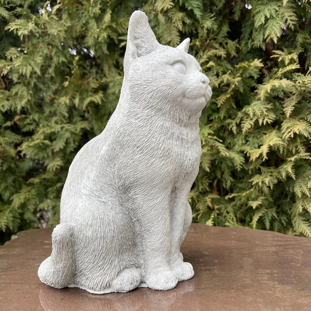 Cat Cement Statue 12" Concrete Cat Sculpture For Garden