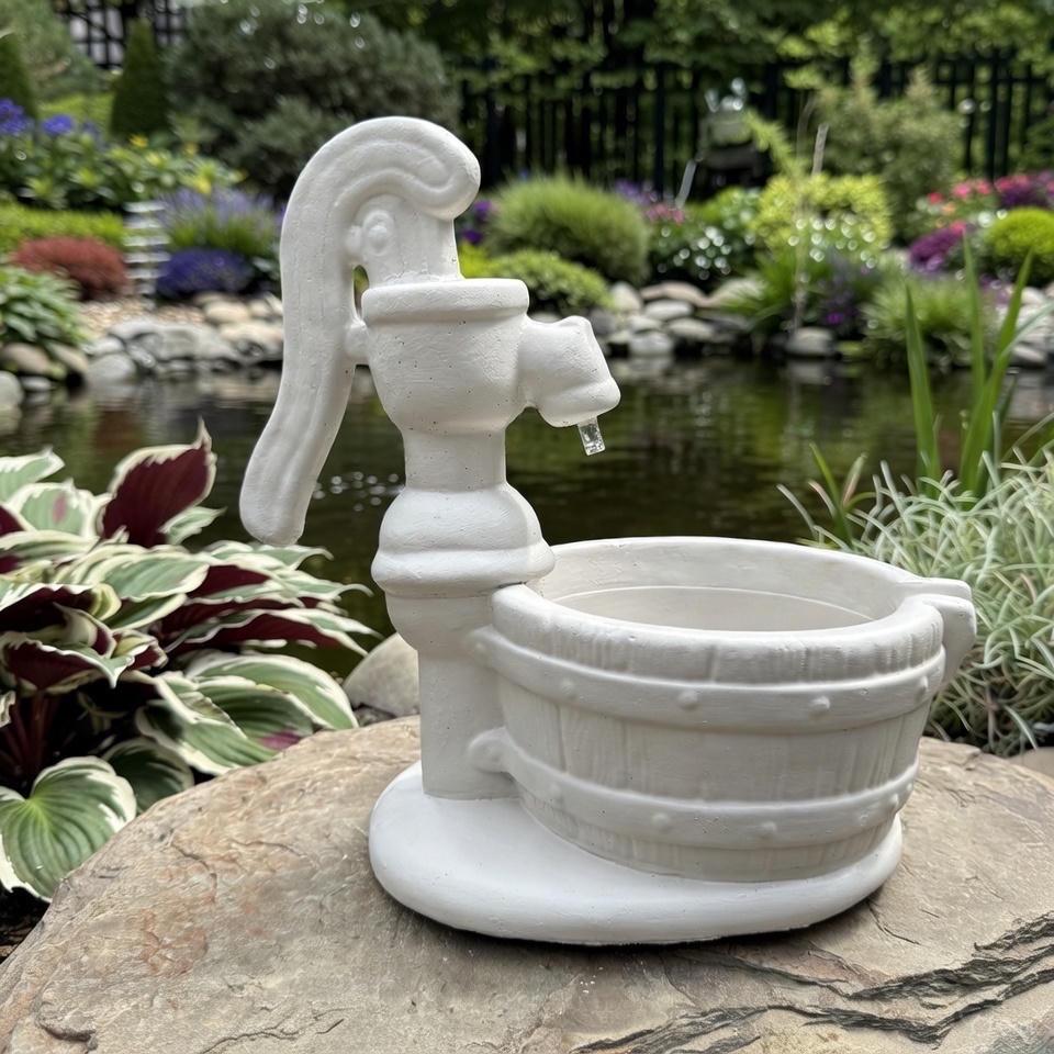Small Fountain Spitter 12" Concrete Fountain Top Replacement / Vintage Water Pump Crank Style