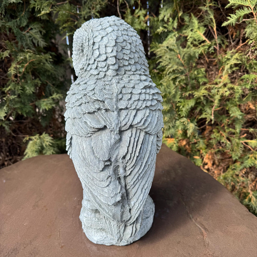 Large Concrete Owl Garden Statue 16 Inch Rustic Outdoor Yard Sculpture Animal Lawn Ornament