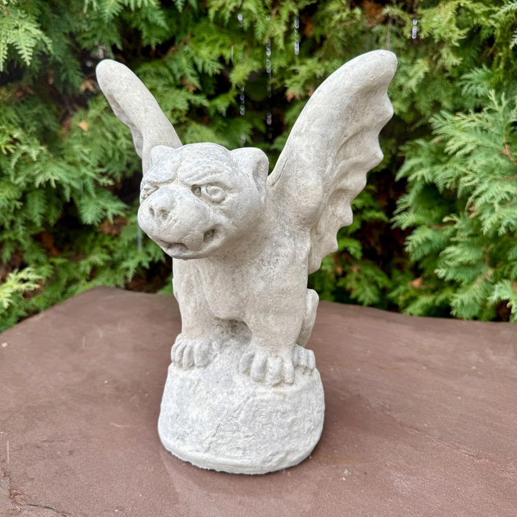 Concrete Sitting Gargoyle Statue 13" Winged Gothic Garden Sculpture Outdoor Halloween Yard Decor Ornament