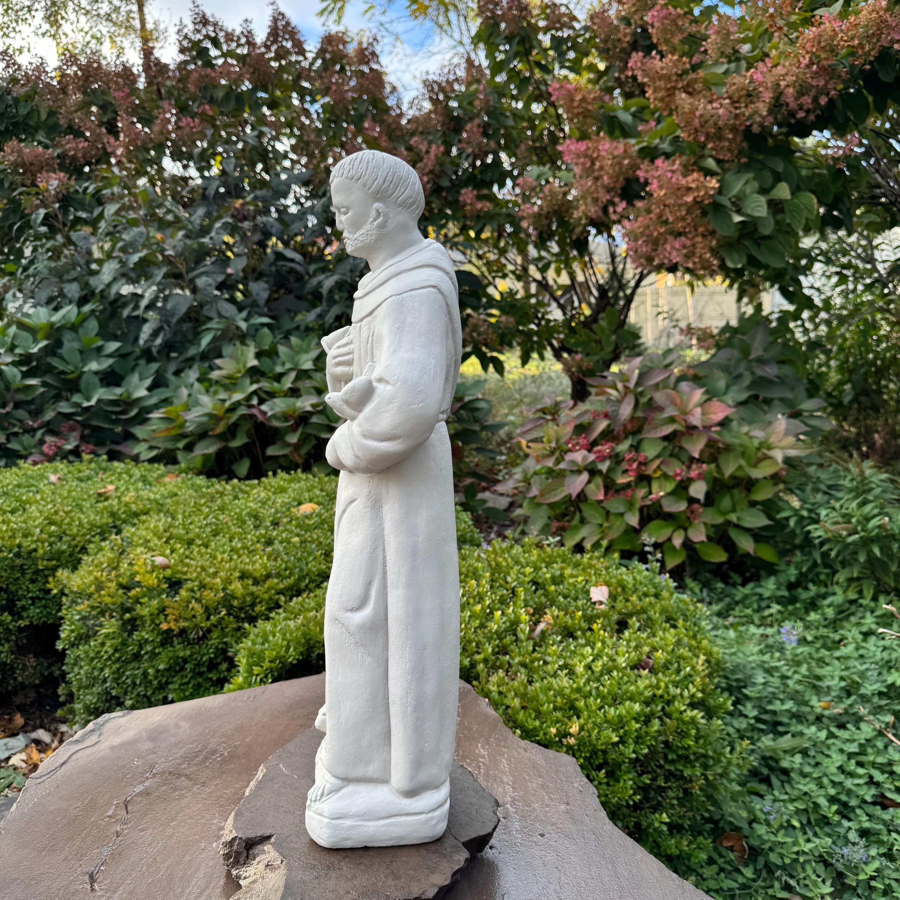 Large St Francis Assisi Religious Statue 24 Inch Concrete Garden Outdoor Yard Decor Catholic Saint Sculpture