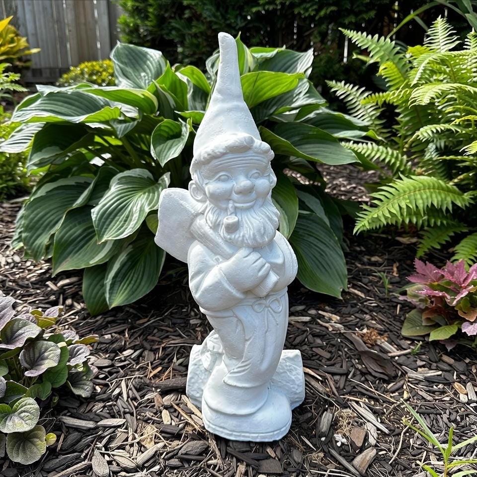 Vintage Cement Garden Gnome 19" Large Concrete Garden Gnomes