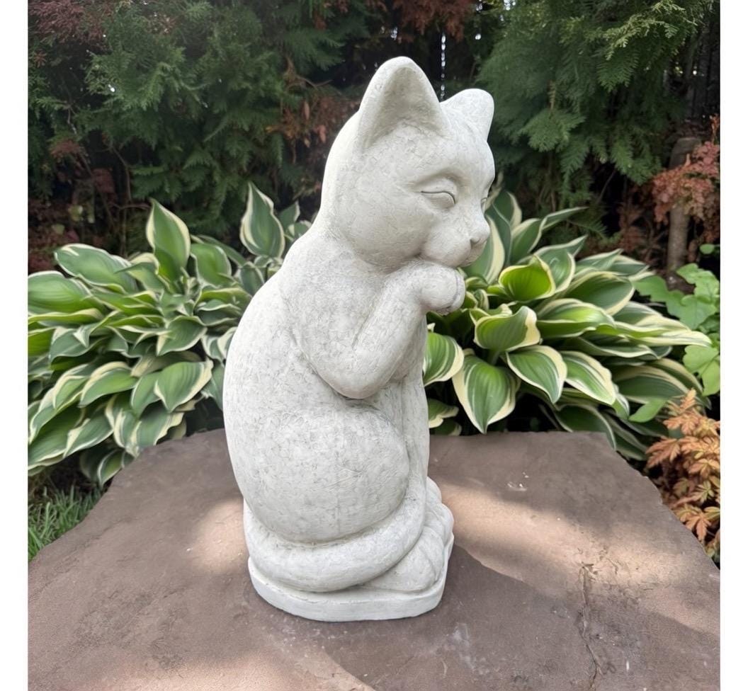 Concrete Cat Statue 16" Cement Cat Garden Statues