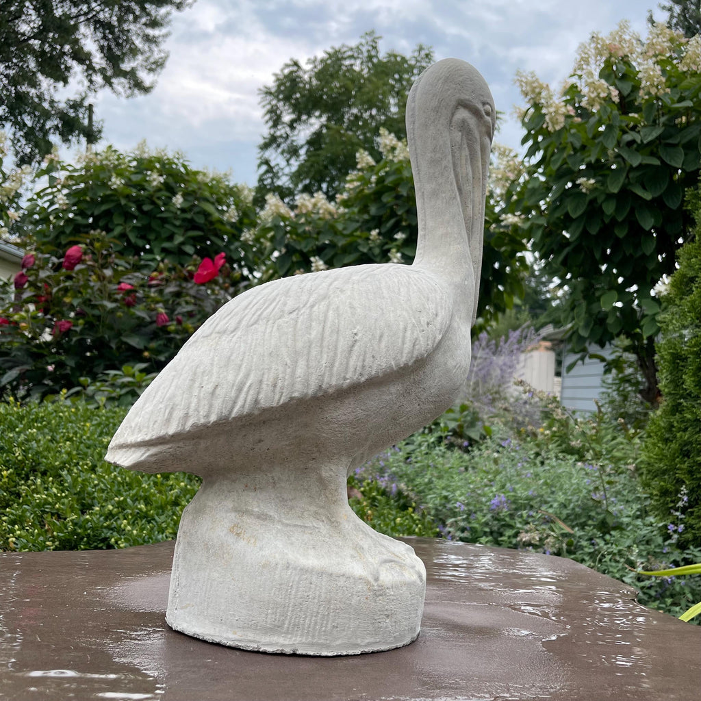Large Concrete Pelican Statue 20" Coastal Garden Bird Decor Heavy Outdoor Cement Nautical Yard Art
