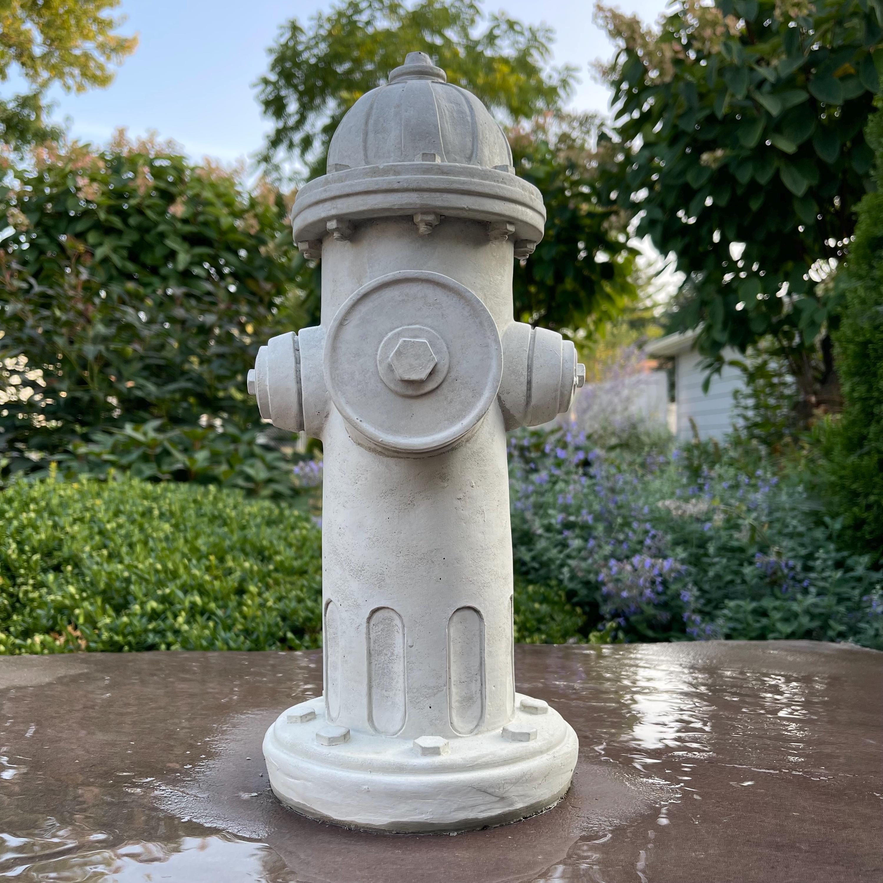 Concrete Fire Hydrant Garden Statue 14" Dog Lawn Ornament Memorial Yard Art Decor