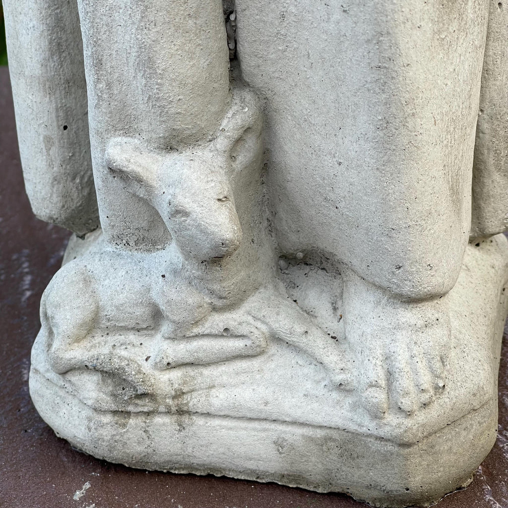 24 Inch Concrete Saint Francis Statue with Birds Catholic Garden Religious Sculpture Yard Decor Lawn Ornament Gift