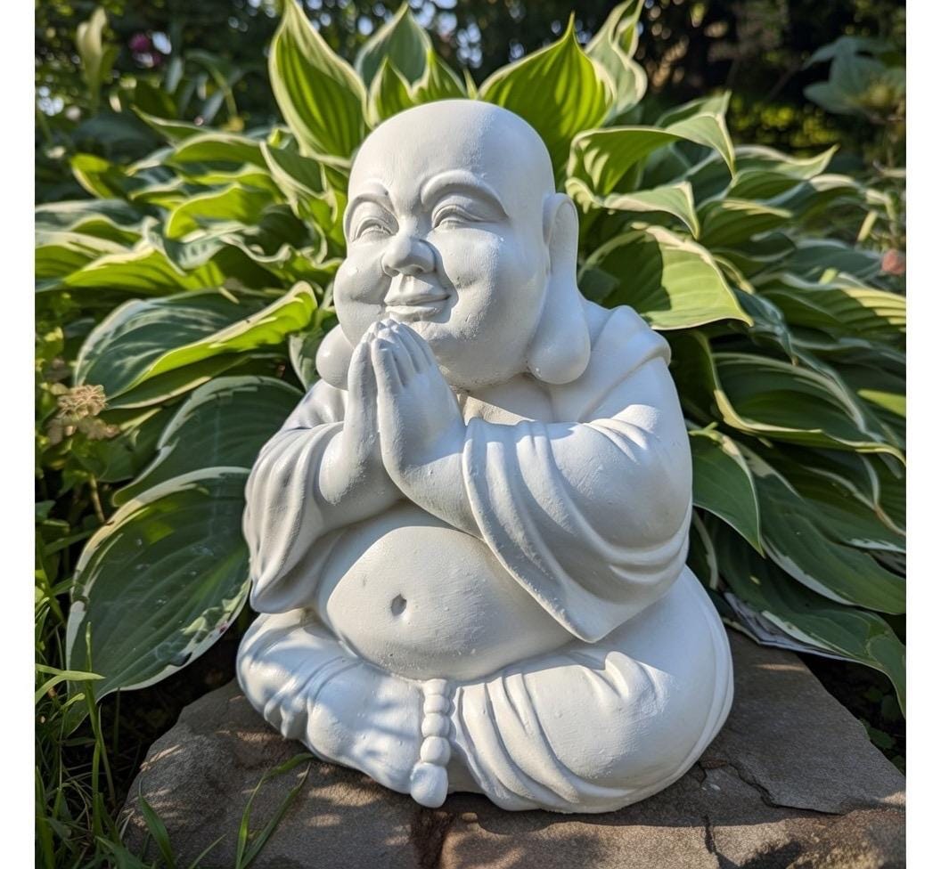 Concrete Sitting Buddha Statue 10" Zen Garden Statue Outdoor Cement