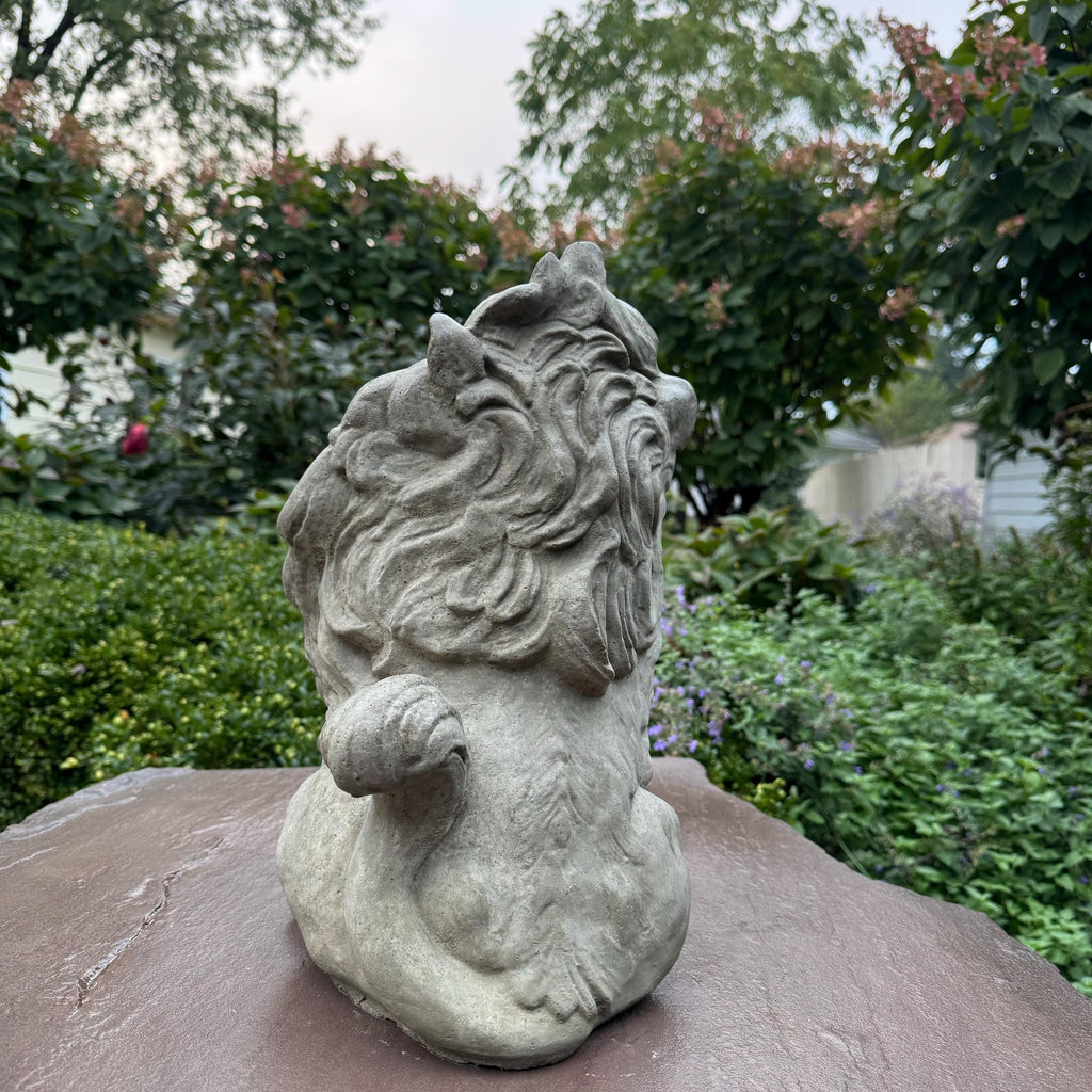 Sitting Concrete Lion Statue 16 Inch Garden Sculpture Outdoor Decor Lawn Ornament Animal Figure Yard Art