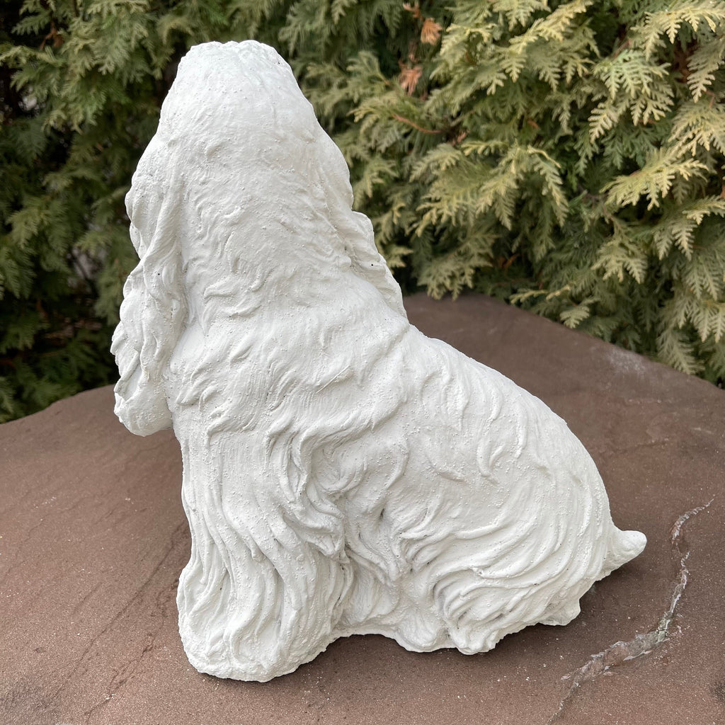 Handcrafted Concrete Cocker Spaniel Garden Statue 11" Pet Memorial Sculpture Dog Yard Art Lawn Ornament Gift