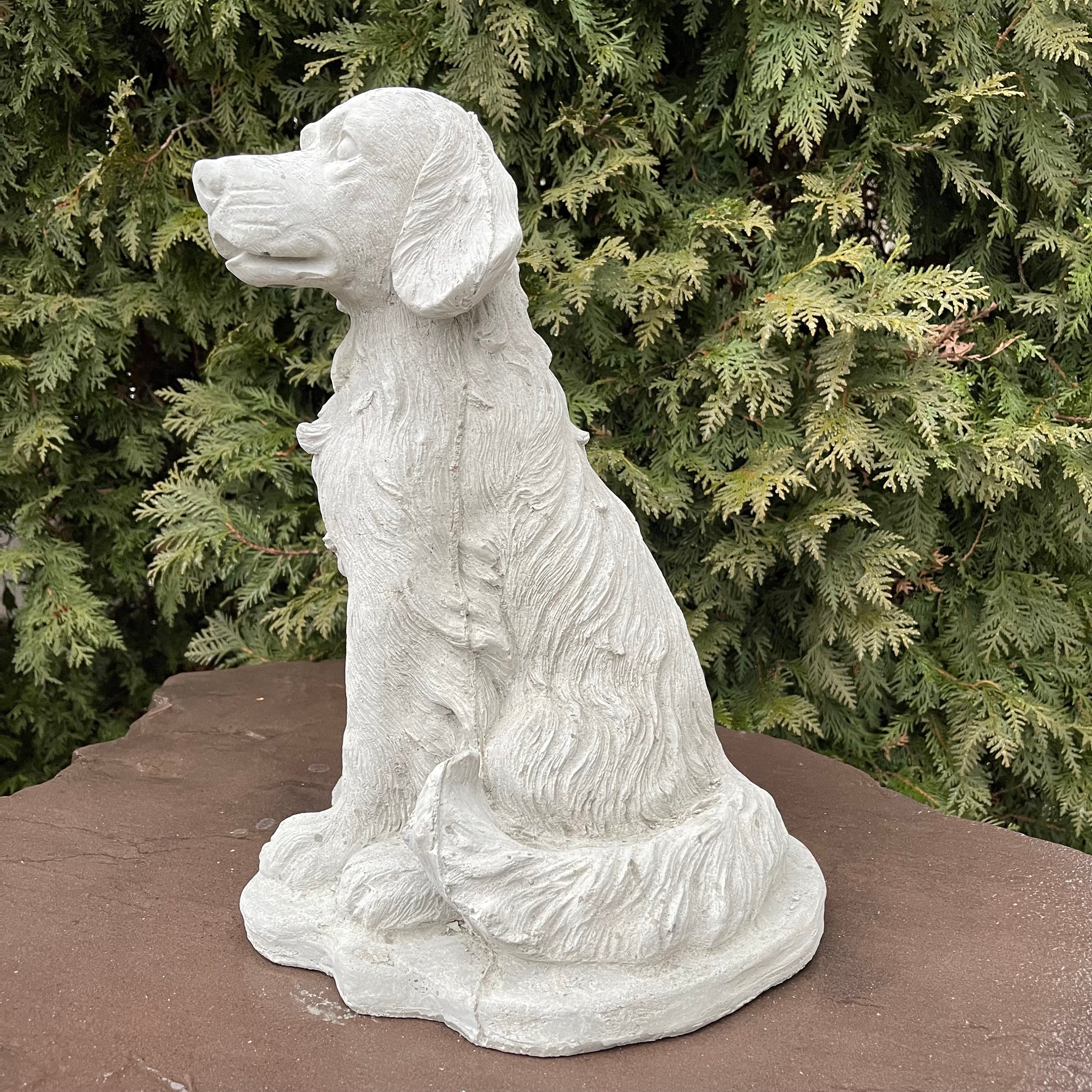 Large Golden Retriever Statue 16" Garden Sculpture Concrete Dog Memorial Yard Decor