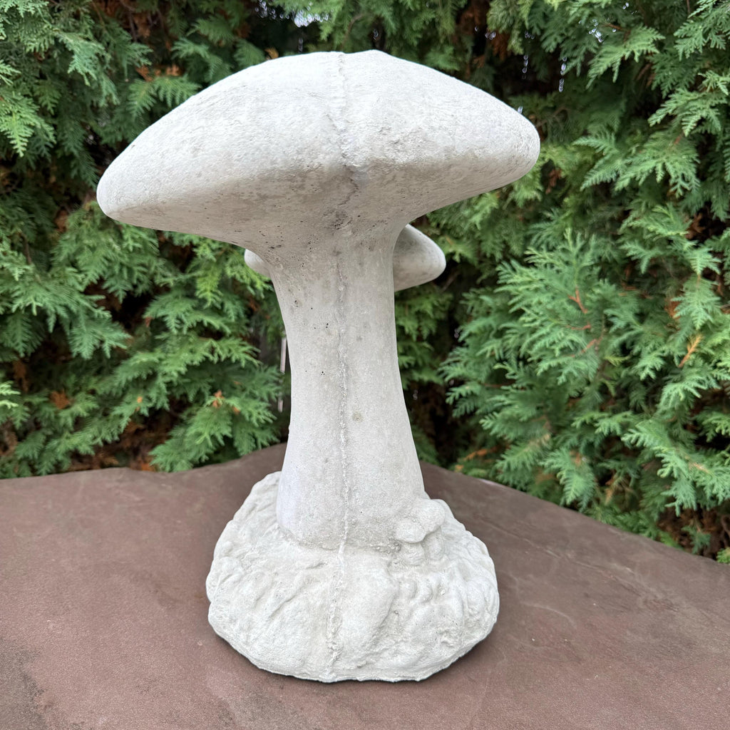 Large Concrete Mushroom Statue: 16 Inch Double Garden Sculpture for Outdoor Yard Decor - Fungus Art Ornament