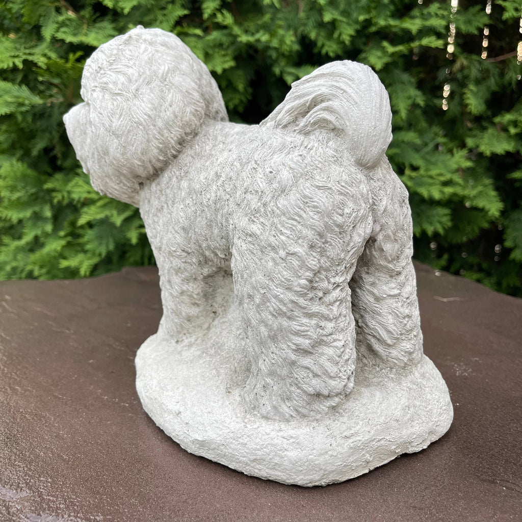 Bichon Frise Concrete Statue 9 Inch Outdoor Garden Sculpture Pet Memorial Gift Dog Yard Art Lawn Ornament Decor