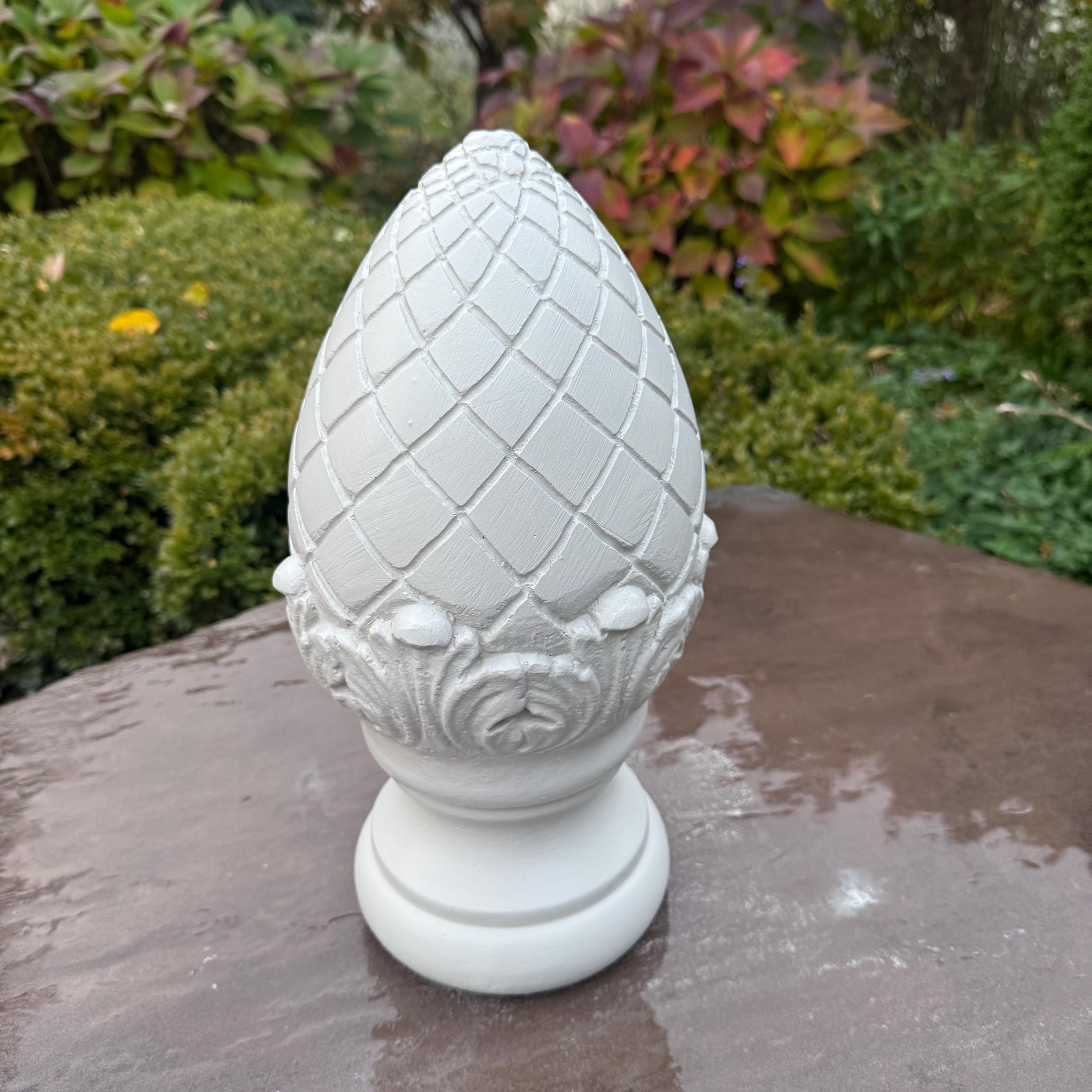Concrete Garden Finial Statue 13.5" Durable Outdoor Lawn Sculpture Decor Accent Gift