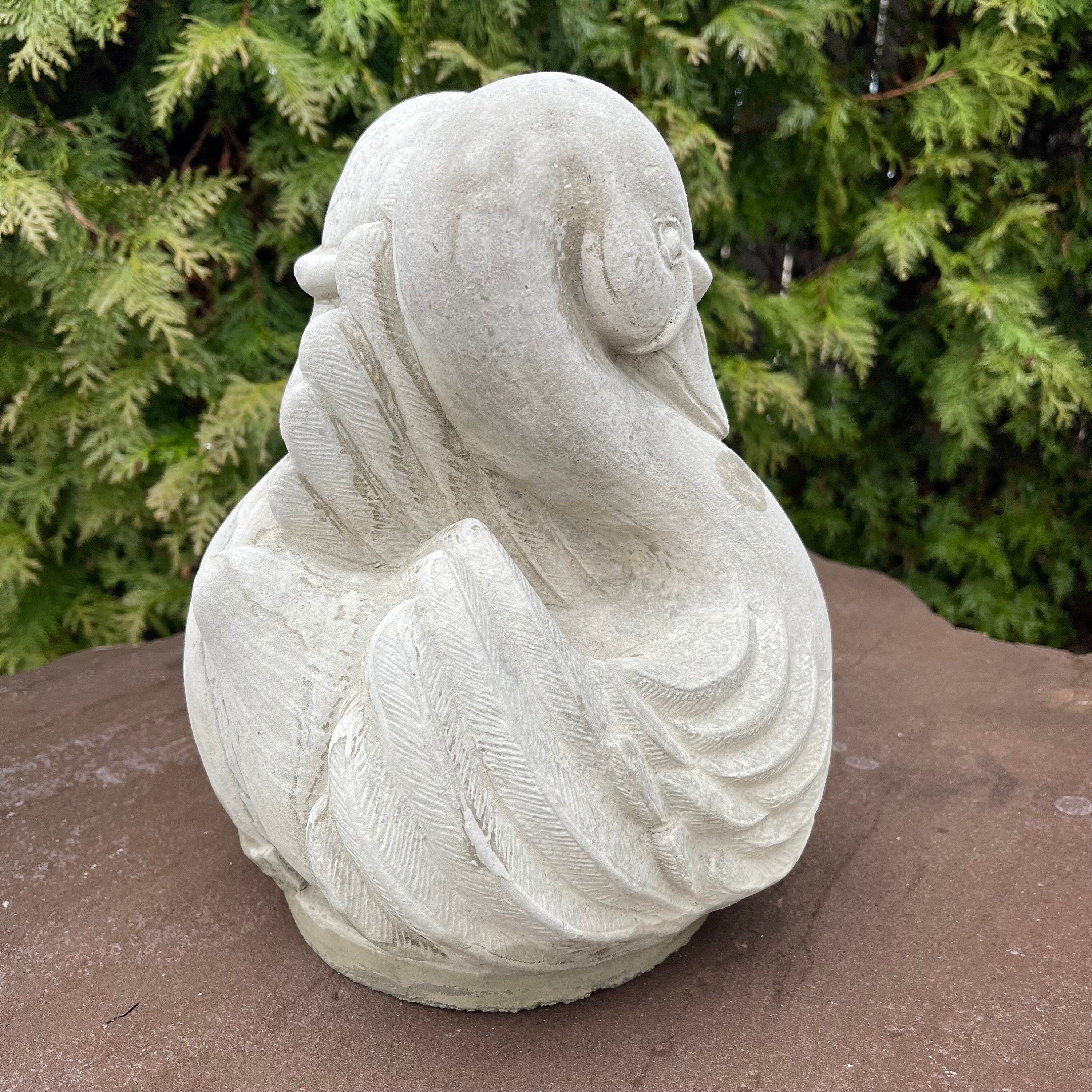 Concrete Fountain Top 10.5" Swan Cement Topper / Replacement Water Feature Part