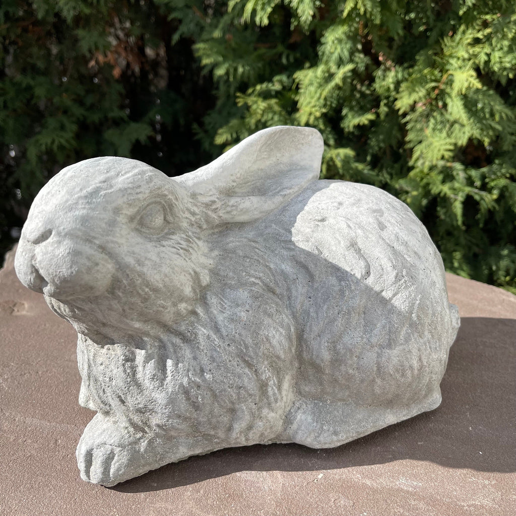 Concrete Rabbit Garden Statue 11" Modern Bunny Sculpture Outdoor Yard Art Lawn Ornament Animal Decor