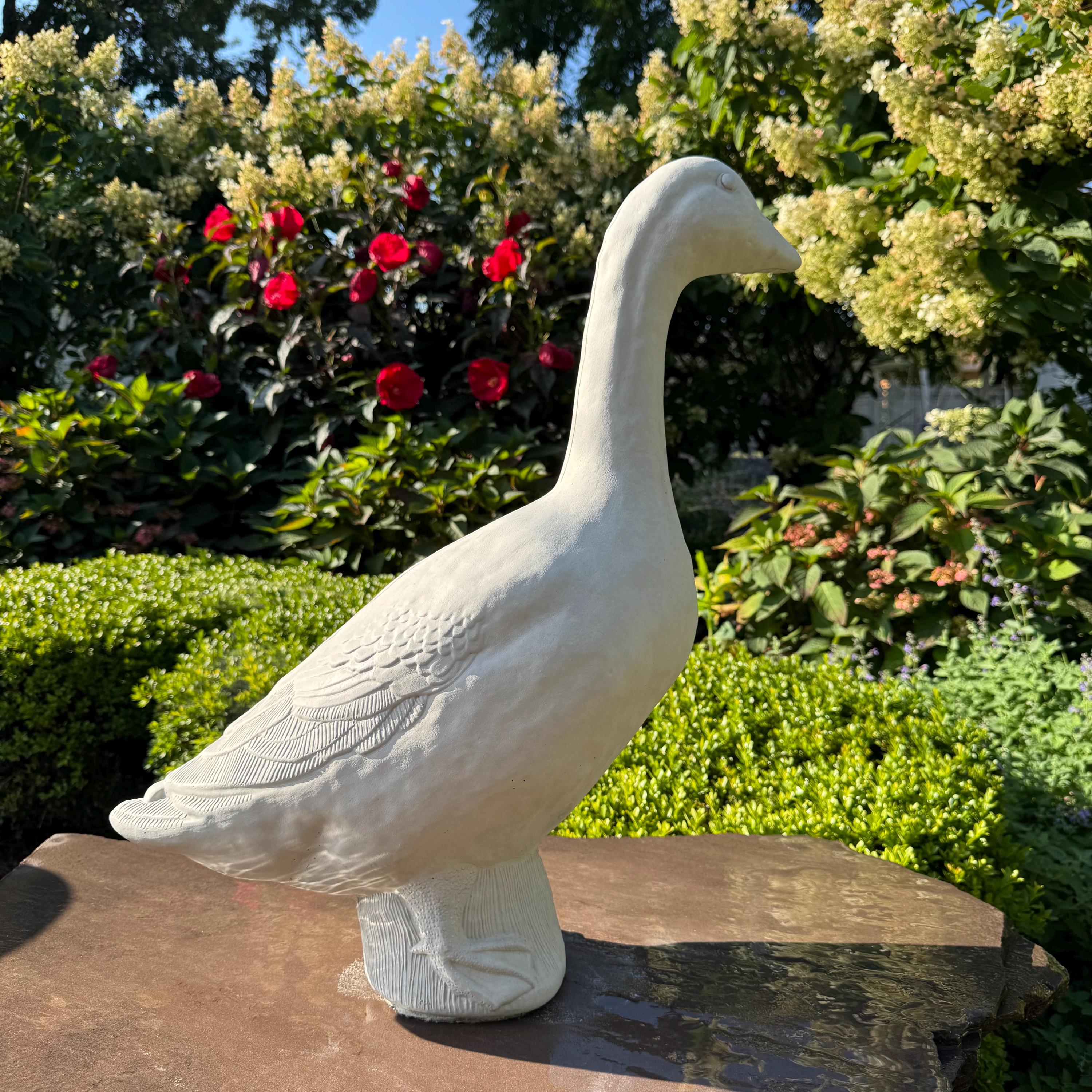 Concrete Yard Goose Statue - 23" Cement Lawn Goose For Garden