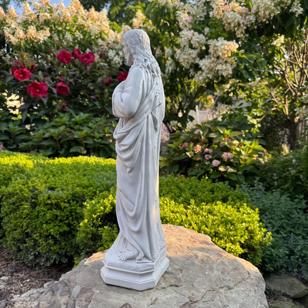 Handmade Concrete Jesus Garden Statue, Large Religious Sculpture (20 Inch)