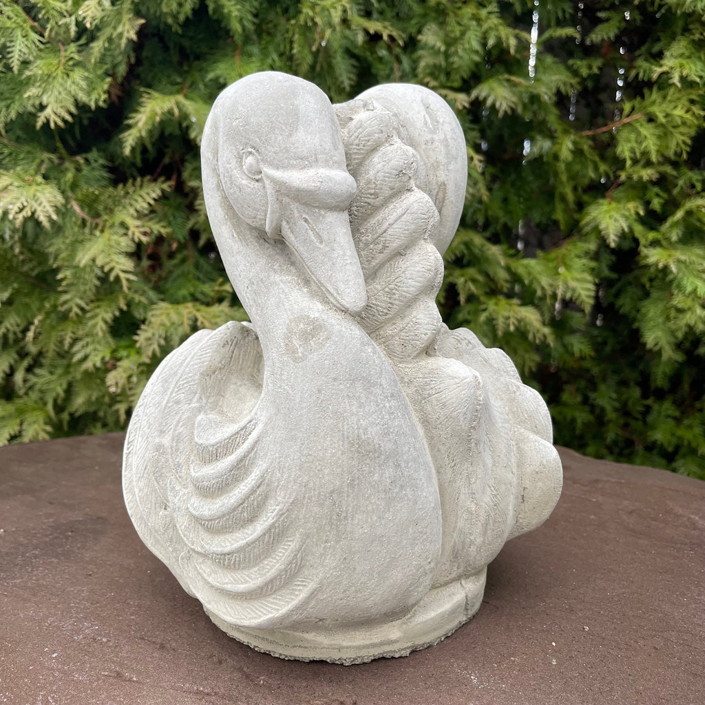 Concrete Fountain Top 10.5" Swan Cement Topper / Replacement Water Feature Part