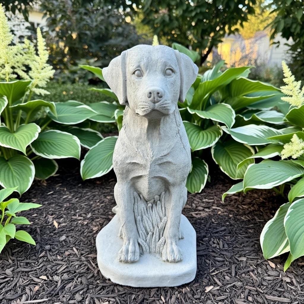 Large Concrete Labrador Garden Statue 14.5" Cement Dog Sculpture Yard Decor Memorial Pet Gift