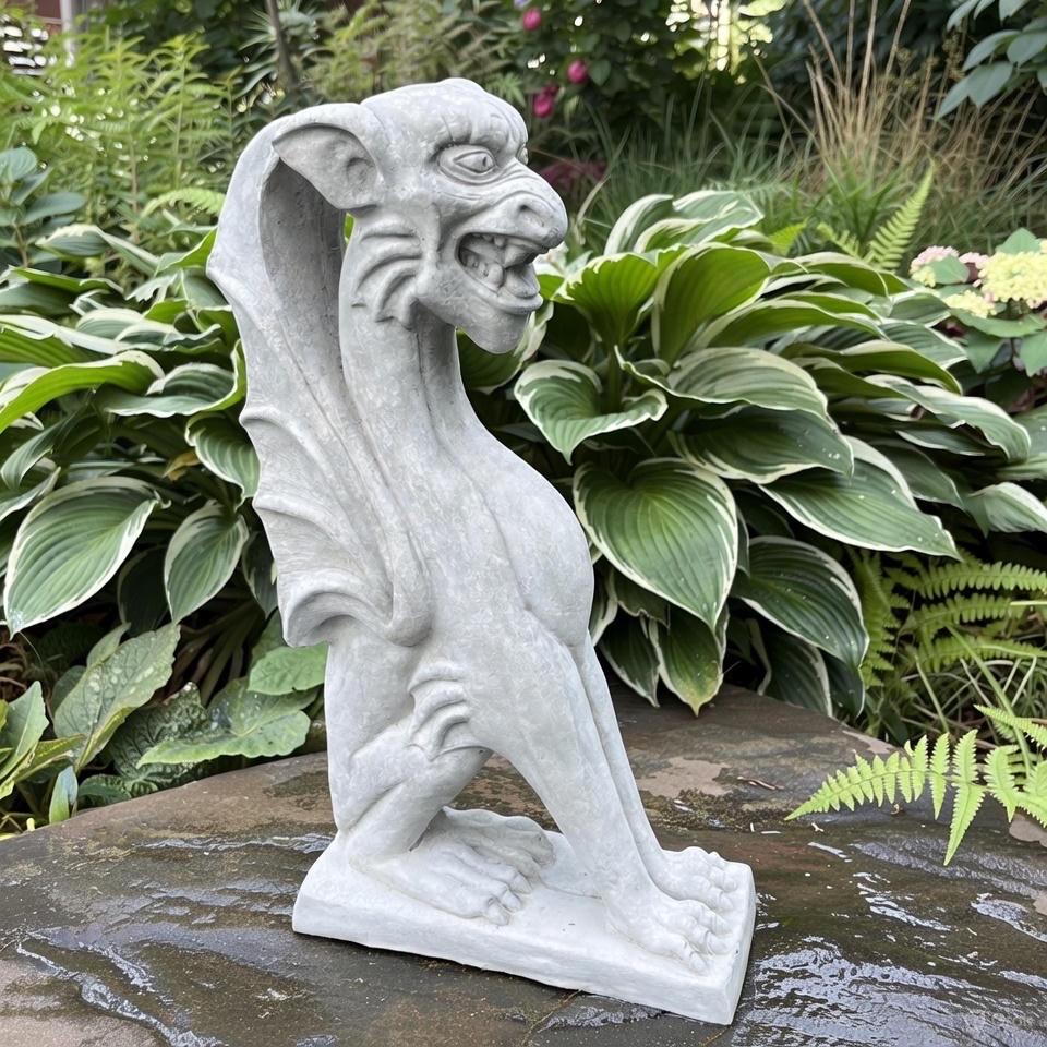 Large Concrete Gargoyle Statue 18" Griffin Gothic Garden Decor Yard Art Sculpture Ornament