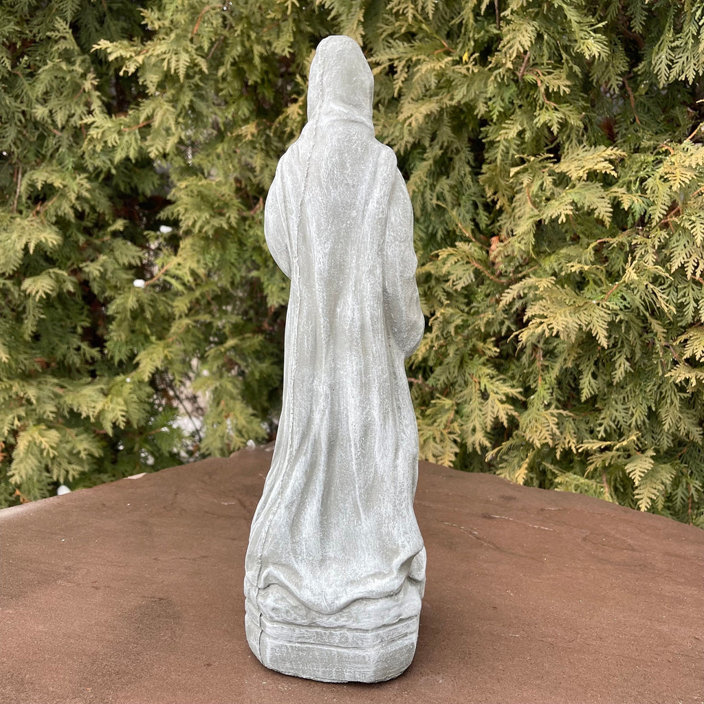 15 Inch Painted Saint Fiacre Garden Statue - Concrete Catholic Patron Sculpture Outdoor Yard Ornament Gift