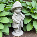 18 Inch Concrete Fireman Garden Statue - Fire Boy Sculpture Yard Art Decor Lawn Ornament Firefighter Gift