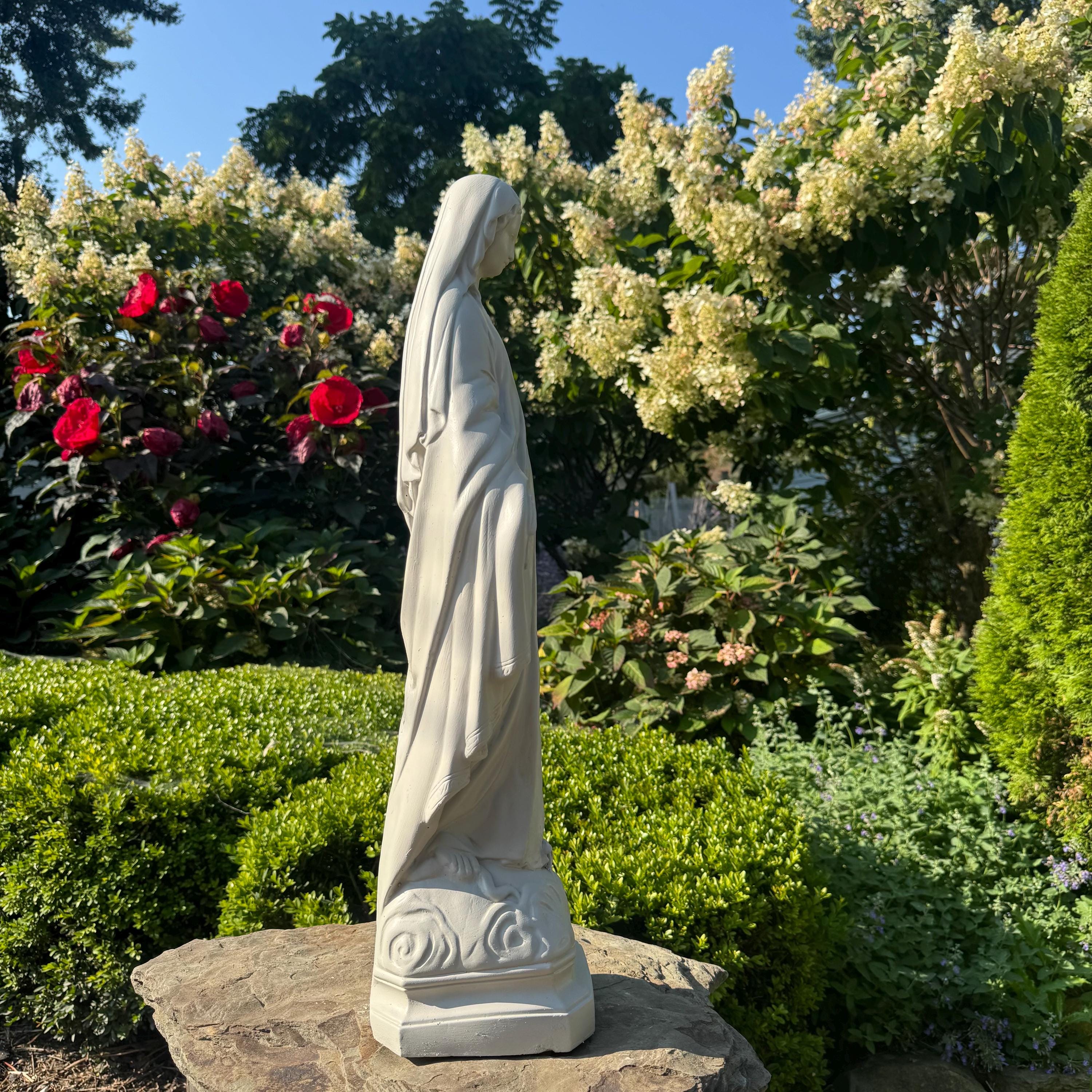 Concrete Our Lady Of Grace Garden Statue 24" Cement Mother Mary Statue Outdoor