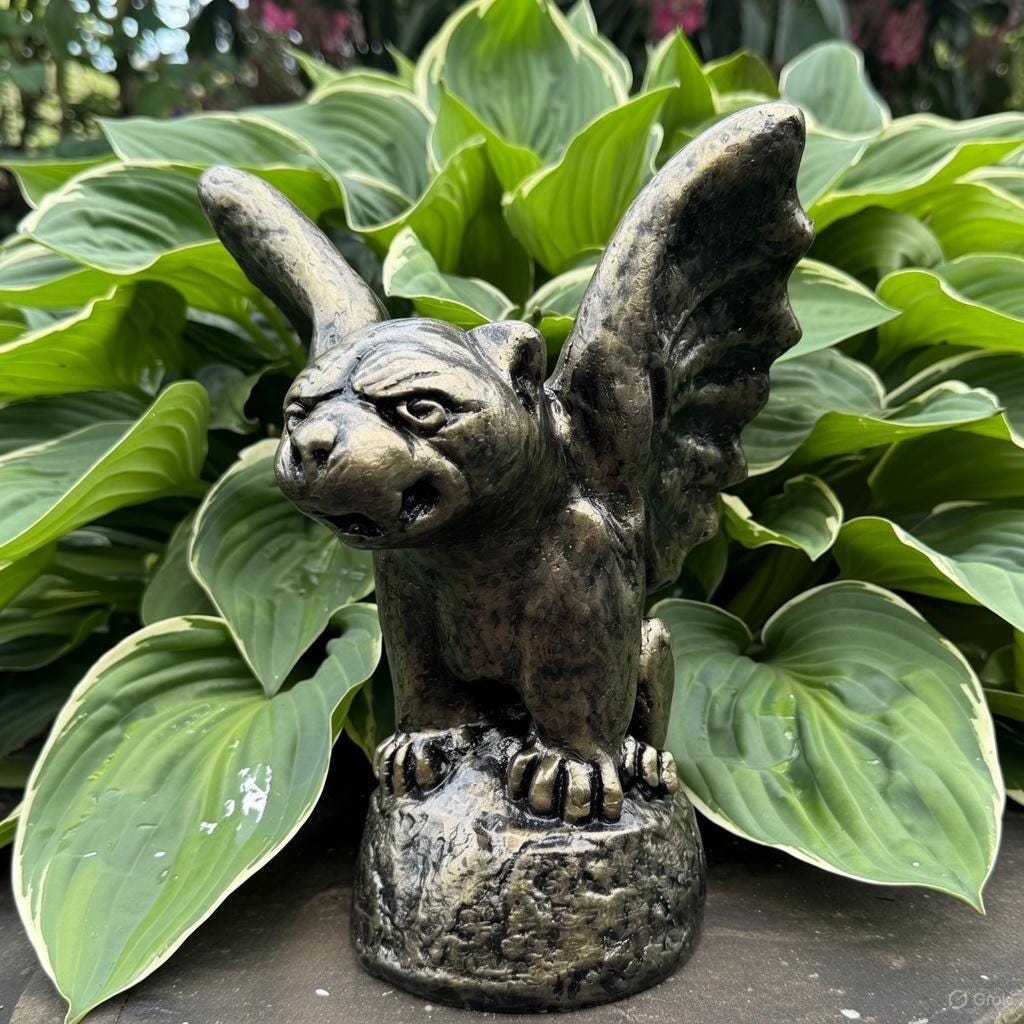 11 inch Concrete Gargoyle Statue - Gothic Garden Sculpture, Halloween Decor, Spooky Yard Ornament Gift