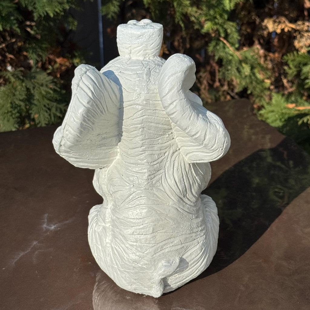 Concrete Elephant Garden Fountain Spout - 10 Inch Painted Water Feature Outdoor Statue Spitter