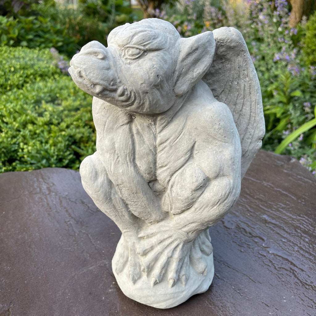 Gothic Winged Gargoyle Concrete Statue 11 Inch Garden Sculpture Outdoor Halloween Yard Decor