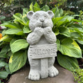 Concrete Bear Garden Statue with Welcome Sign - 17" Outdoor Decor