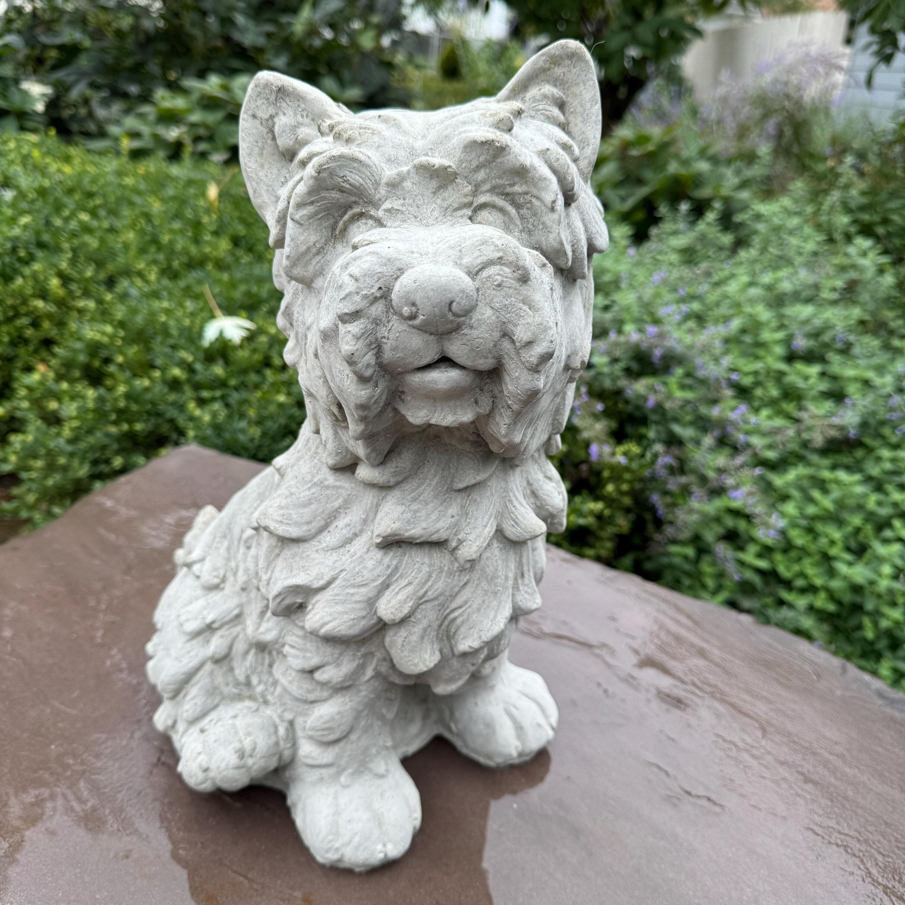 Large Concrete Westie Garden Statue 15" White West Highland Scottish Terrier Dog Memorial Outdoor Yard Decor Pet Remembrance
