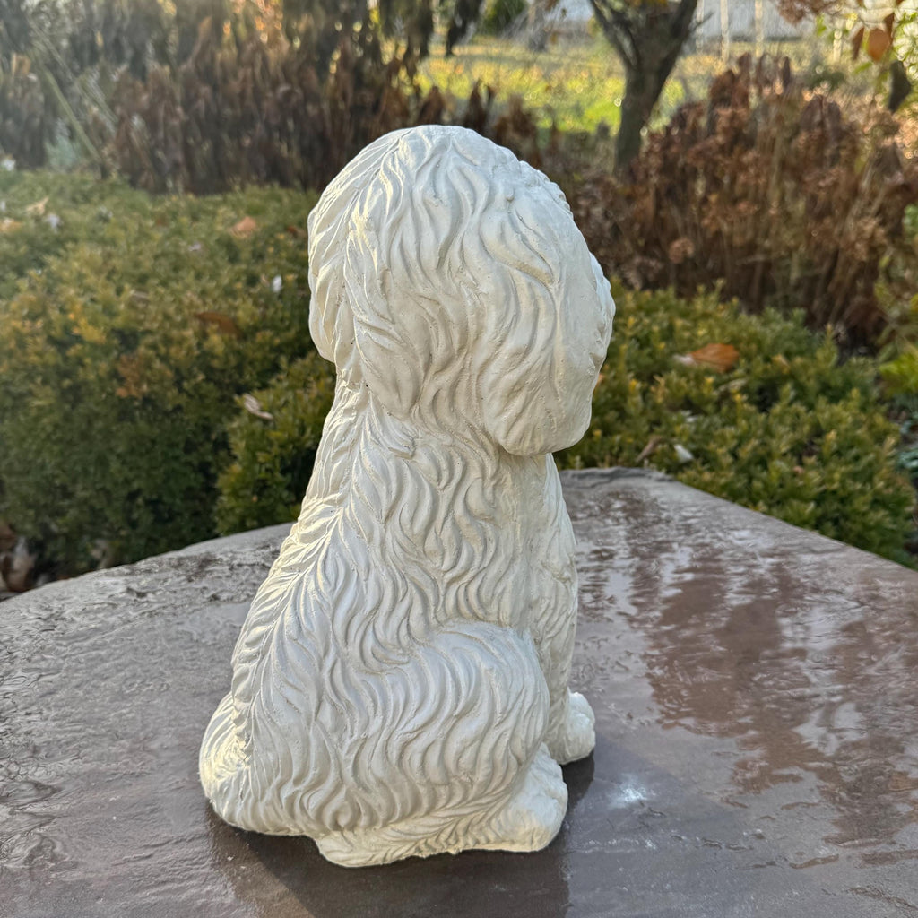 Large Labradoodle Garden Statue 15" Outdoor Concrete Dog Decor Handmade Yard Sculpture Memorial Pet Gift