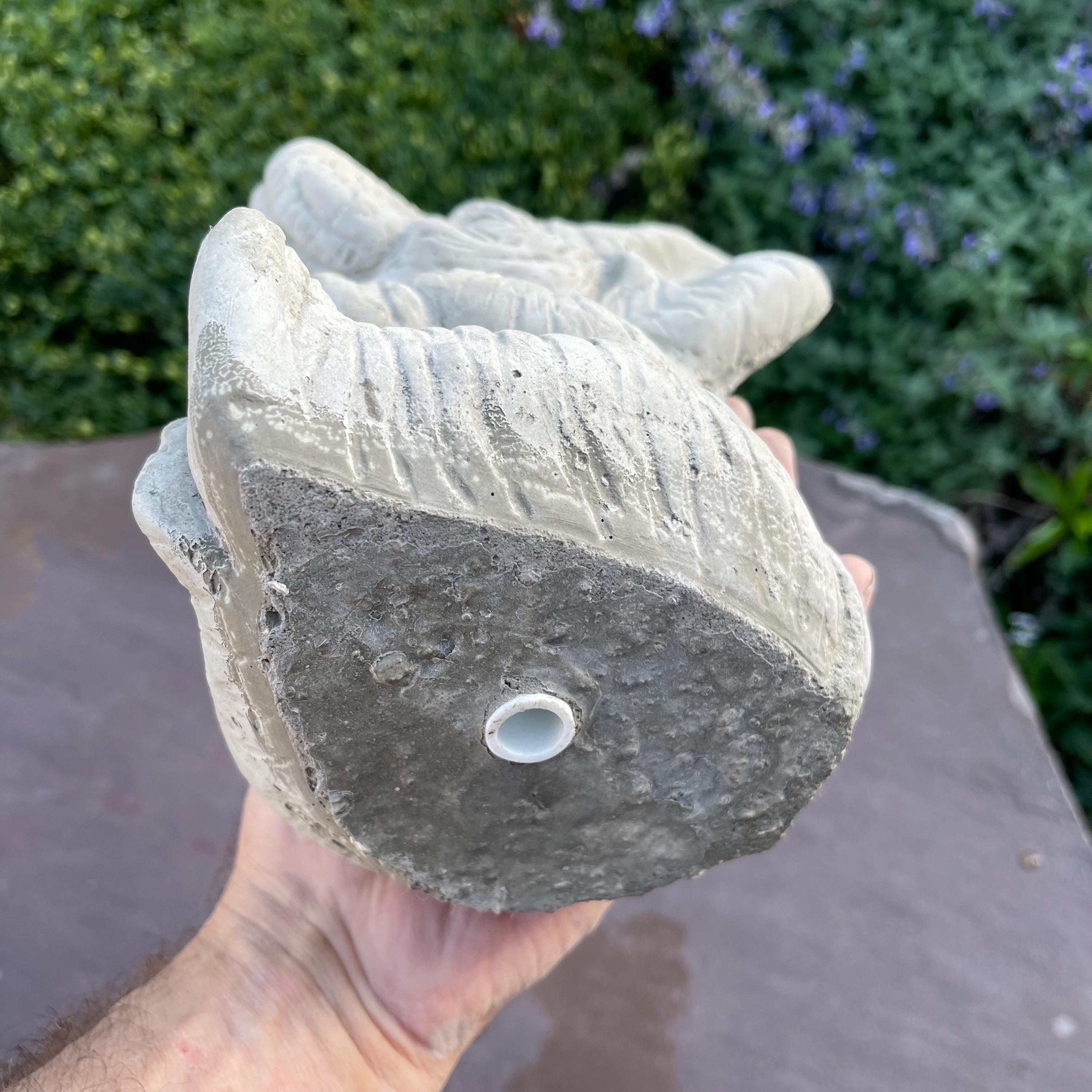 Concrete Elephant Fountain Top 10" Outdoor Garden Statue Water Feature Yard Art Sculpture Spitter