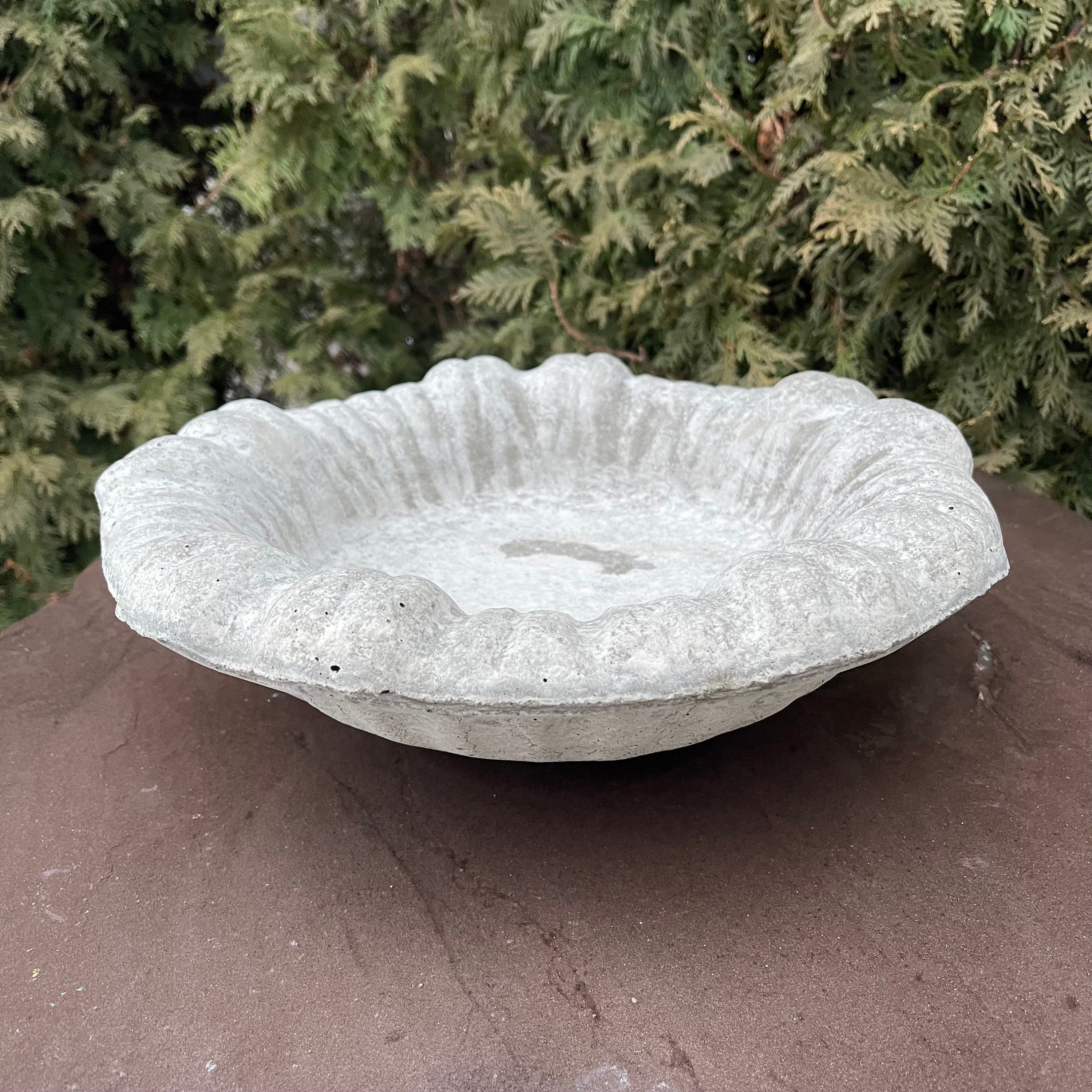 Small Cement Bird Bath Bowl: 13" Modern Concrete Bird Bath