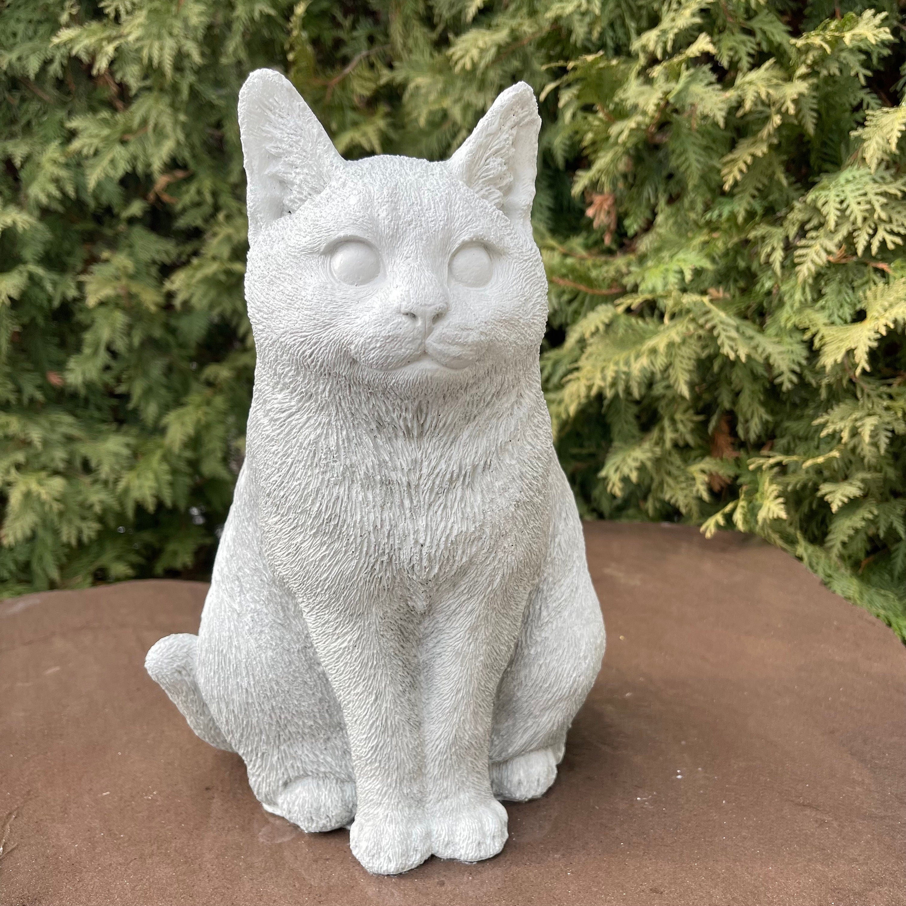 Cat Cement Statue 12" Concrete Cat Sculpture For Garden