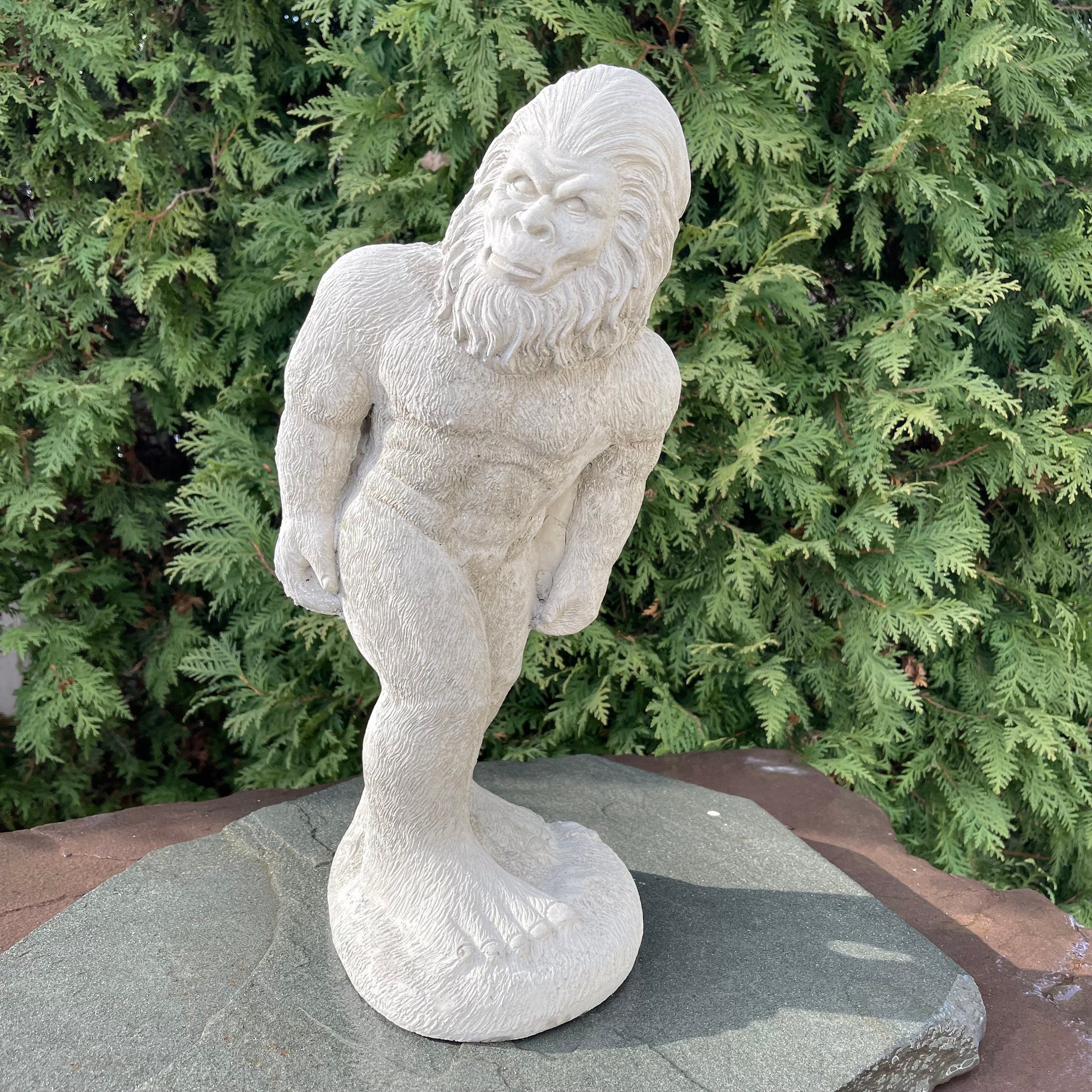 Cement Bigfoot Garden Statue 17 Inch Concrete Sasquatch Outdoor Yard Sculpture Lawn Ornament Decor Gift