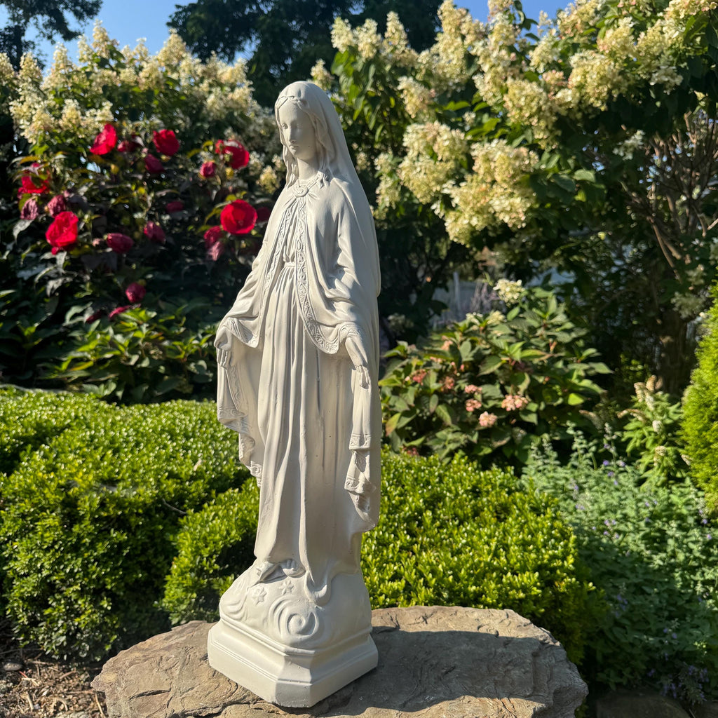Concrete Our Lady Of Grace Garden Statue 24" Cement Mother Mary Statue Outdoor