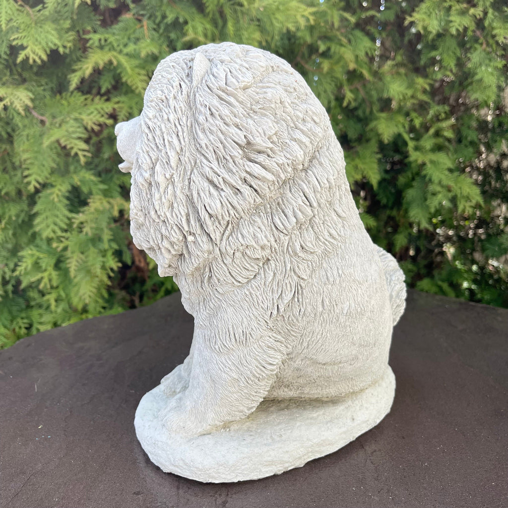 Concrete Chow Chow Garden Statue 10.5" Outdoor Dog Memorial Pet Sculpture Yard Decor