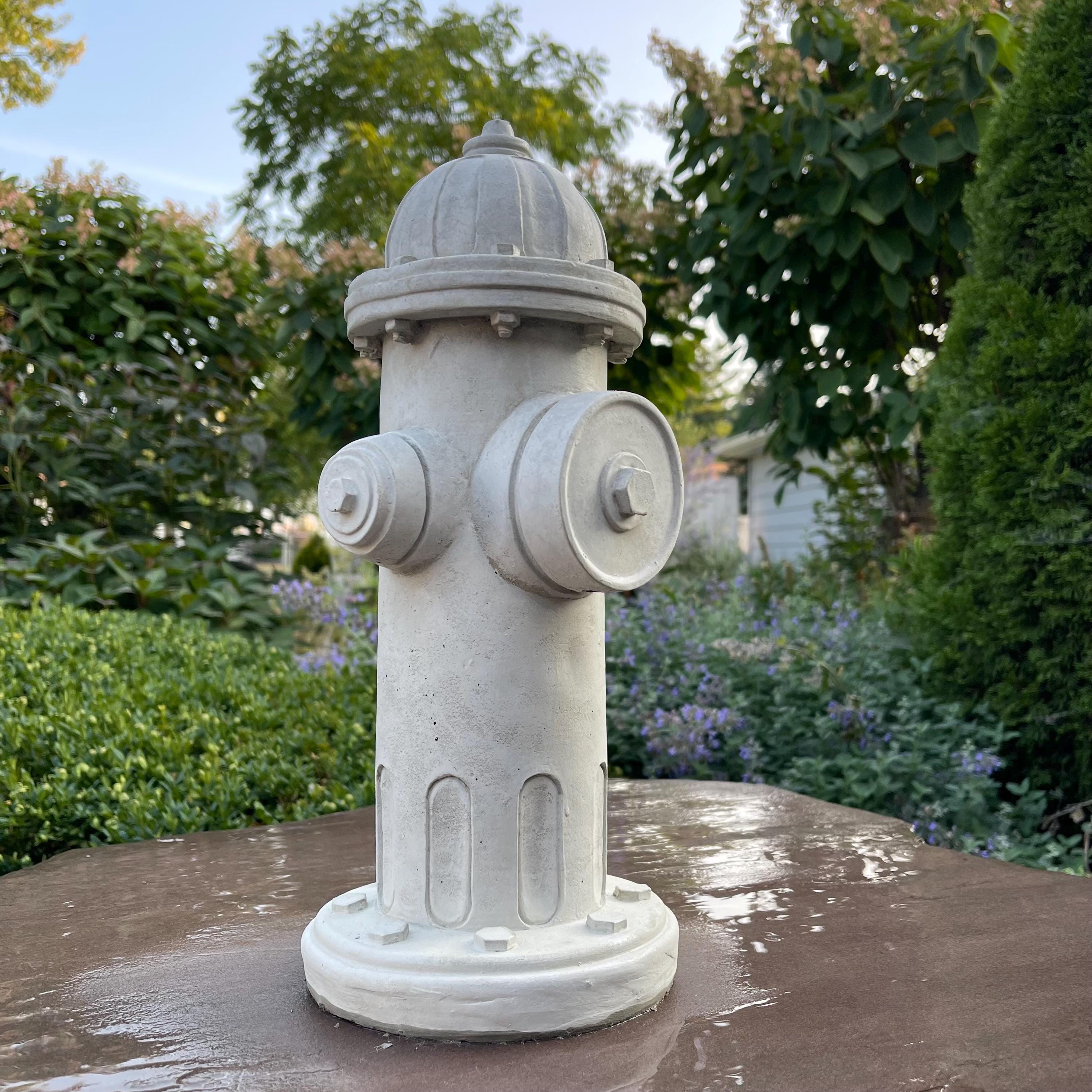 Concrete Fire Hydrant Garden Statue 14" Dog Lawn Ornament Memorial Yard Art Decor