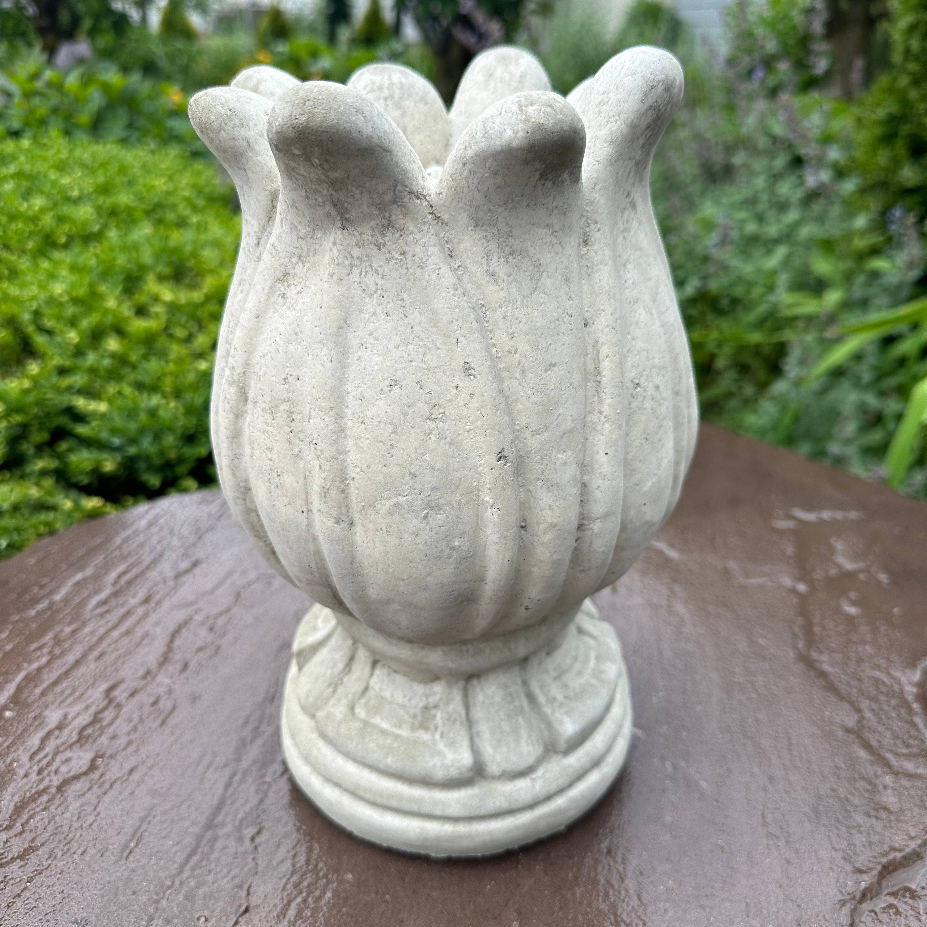 Concrete Fountain Top 10.5" Cement Fountain Topper / Tulip Style Replacement Pond Spitter